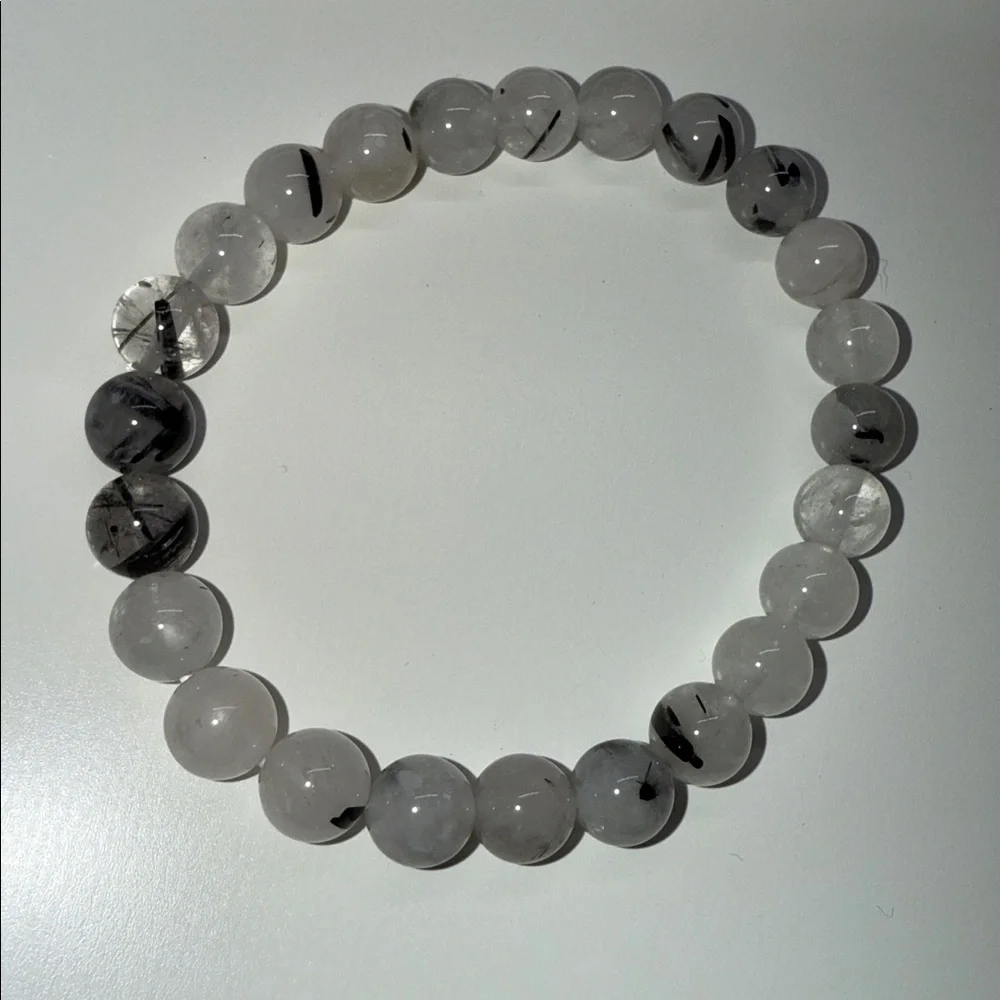 Beautiful stretchy Elegant Gray Beaded swirled Bracelet